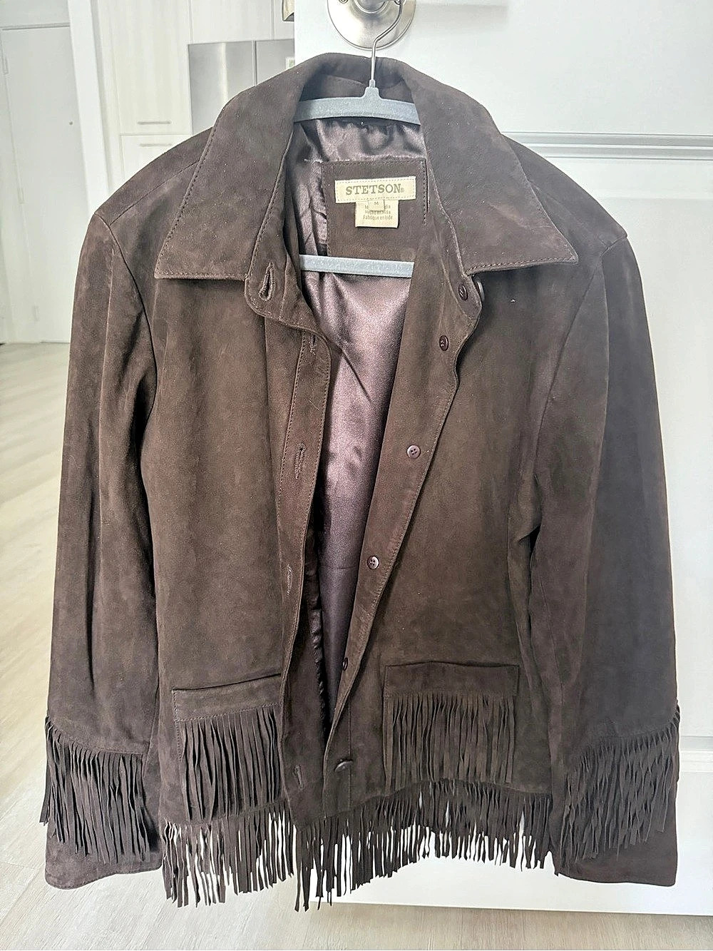 Stetson Two Pocket Fringe Suede Jacket Brown Medium